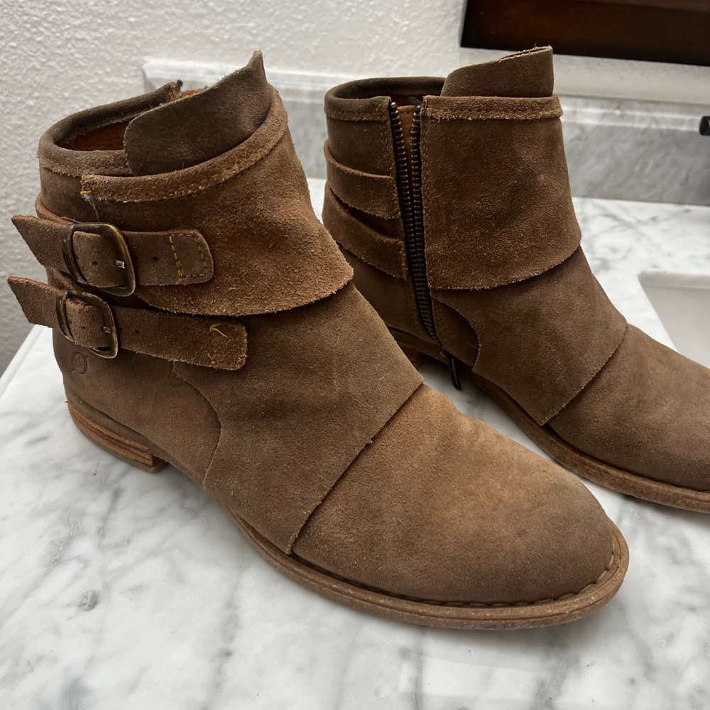 Born Tan Suede Ankle Booties